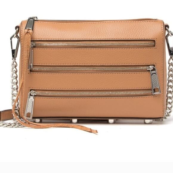 NWT Rebecca Minkoff Mini 5 Zip $195 Crossbody Bag in Almond Bloomingdale's - Picture 6 of 10